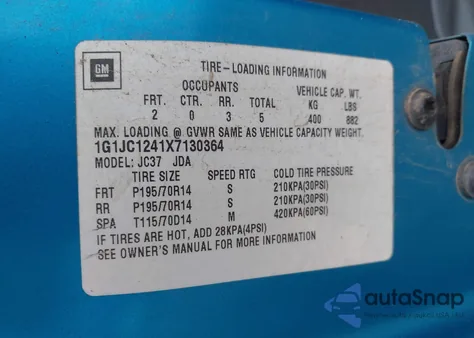 1999 Chevrolet Cavalier from USA, damaged, VIN 1G1JC1241X7130364